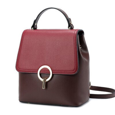

REALER women backpack small spilt leather backpack for women school backpack for teenager girls panelled shoulder bag