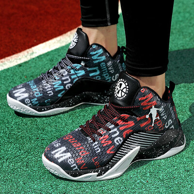 

Basketball shoes mens high-top boots mesh breathable shock absorption non-slip wear-resistant solid bottom running shoes