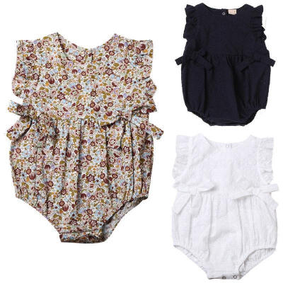 

Cute Newborn Baby Girls Floral Romper Bowknot Clothes One Pieces Jumpsuit Outfit