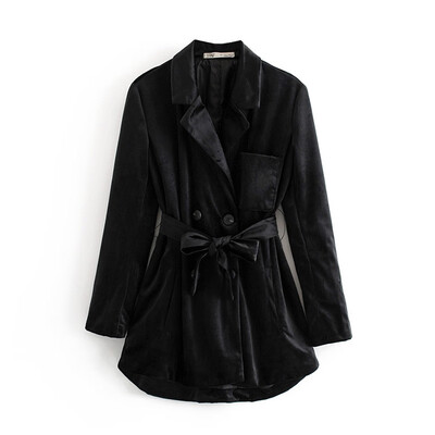 

Toponeto Casual Women Pure Color Turn-down Collar Lapel Pocket Velvet Jacket Coat