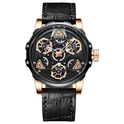

MINI FOCUS MF0249G Leather Strap Quartz Watches Male Luxurious Waterproof Sports Wristwatch
