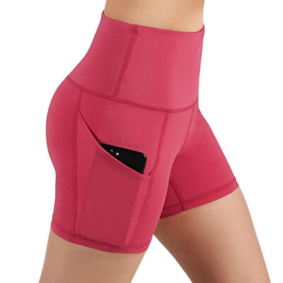 

Tailored Womens High Waist Yoga Pocket Short Abdomen Control Training Running Yoga Pants