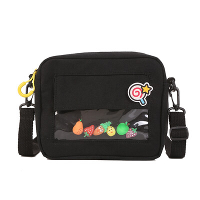 

Womens Pocket Style Pocket Canvas Single-shoulder Korean Transparency Package Womens Art in Womens Bag