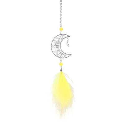 

Gobestart Hollow Star Creative  oon Feather Car Pendant Hand-Wound Car Pendant