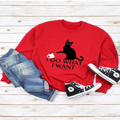 

Contrast Cat Letters Pattern Long Sleeve Tee