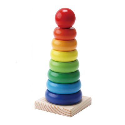 

Wooden Rainbow Tower Ring Building Blocks Stacking Toy Baby Educational Toy