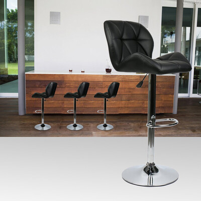 

Gobestart Set Of 2 Leather Adjustable Bar Stools Counter Height Swivel Stool