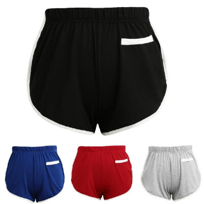 

Fashion Women Sports Shorts Contrast Fake Pockets Elastic Waist Running Workout Active Casual Shorts