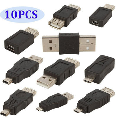 

10pcs Micro USB 5 Pin Male To Female Extension Converter Adapter Connector