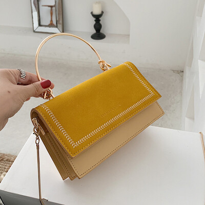 

Qiao Bani 2019 new Korean version of the fashion Dongdaemun matte embroidered line hit color flip cover bag shoulder shoulder bag