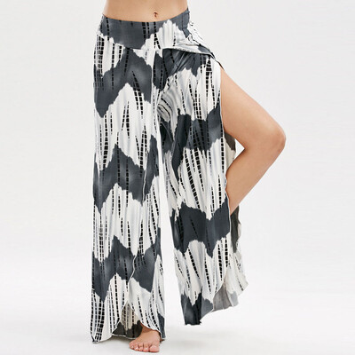 

Tailored Womens Casual Print High Split Flowy Casual Wide Leg Pants Yoga Trousers