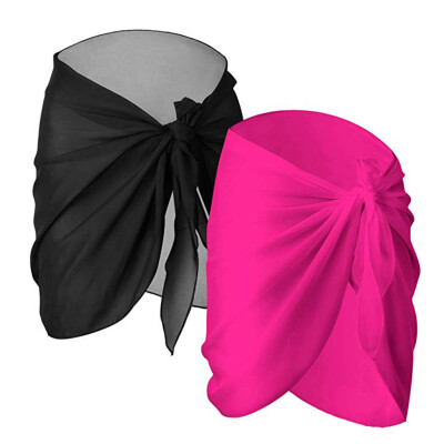 

Roseonmyhand 2 Pieces Women Solid Beach Wrap Sarong Cover Up Chiffon Swimsuit Wrap Skirts