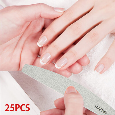 

25pcslot Nail File 100180 Beads Half Moon Nail Polisher Polisher Blocks Professional Finger Care Manicure Tools