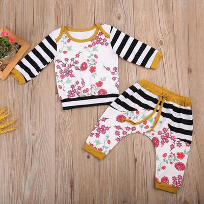 

2pcs Newborn Infant Baby Girls Floral T-shirt SweatshirtLeggings Pants Outfits Clothes Set 0-24M