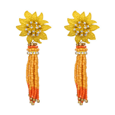 

Ethnic Style Flower Color with Bohemian Colorful Beads Drop Earrings Brincos For Women Hot Sale Jewelry