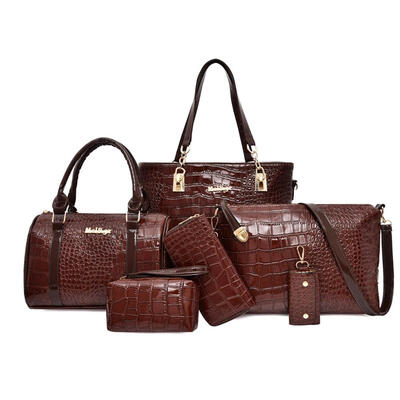 

6pcsset Alligator Pattern Shoulder Handbags Clutch Leather Women Card Bags