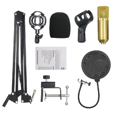 

Professional BM700 Condenser Microphone Mic KTV Singing Studio Recording Kit BlackGolden