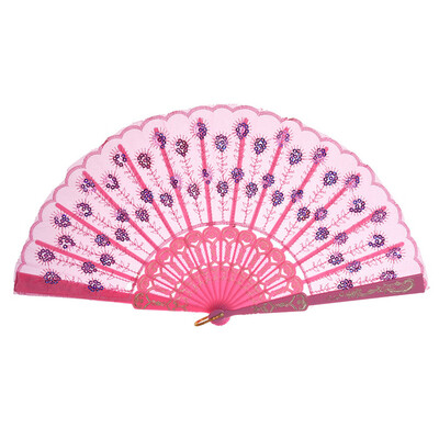 

Siaonvr Best Chinese Style Dance Wedding Party Lace Silk Folding Hand Held Flower Fan