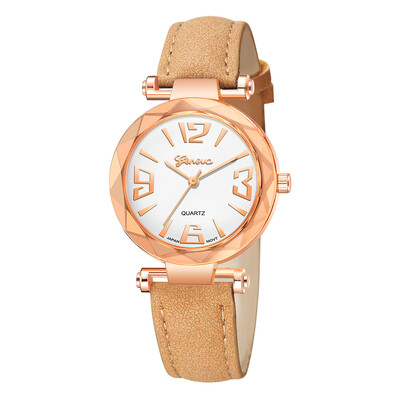 

Geneva Fashion Womens Casual Quartz Leather Watch Analog Wrist Watch Valentine Gift Crystal Designer Ladies Clock Dropship 533