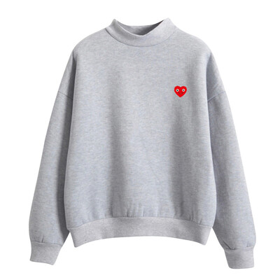 

Toponeto Women O-Neck Solid Color Smiley Love Pattern Long Sleeve Plus Velvet Sweatshirt