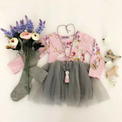 

Toddler Kids Baby Girl Dress Long Sleeve Party Tulle Tutu Dress Casual Clothes