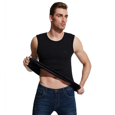 

Playboy PLAYBOY Mens Dongli velvet warm vest warm vest men plus velvet thick wide shoulder round neck bottoming cotton sleeveless underwear vest black