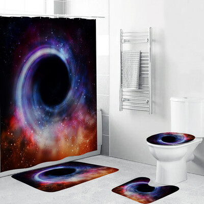 

Toponeto 4PCS Non Slip Toilet Polyester Cover Mat Set Bathroom Shower Curtain