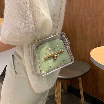 

Small bag 2019 new fashion transparent bag French niche lace fairy Messenger bag wild ins chain bag