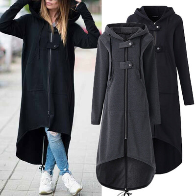

Roseonmyhand Women Fashion Hooded Jacket Long Sleeve Long Solid Coat With Pocket
