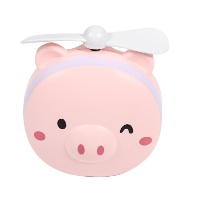 

LED Fill Light Makeup Mirror Pocket Cartoon Pig Fan USB Charging Mini Fan