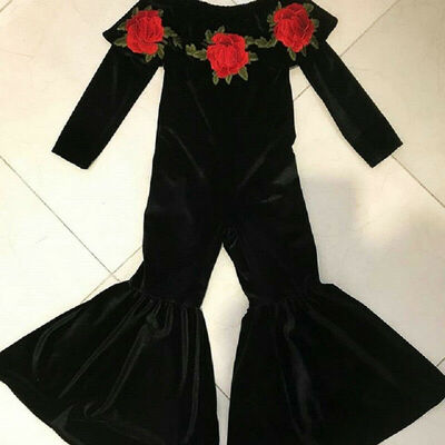 

Hot Toddler Kids Girls 3D Flower Velvet Flared Romper Jumpsuit Playsuit Clothes