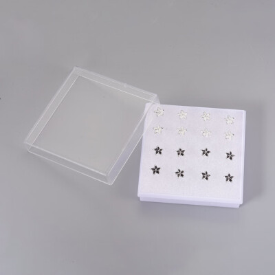 

Plastic Stud Earrings with Ear Nuts Enamel Flower Black & White 6x1mm Pin 1mm 8pairsbox