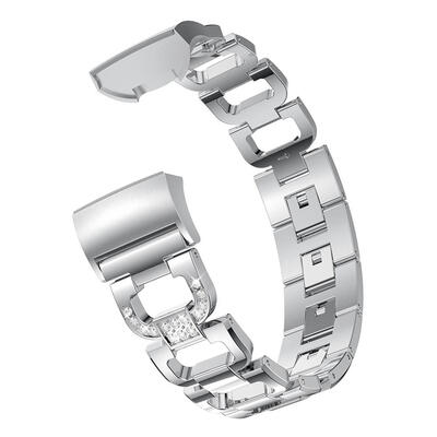 

D Shape Crystal Alloy Watch Band Bracelet Wrist Strap for Fitbit Charge 3