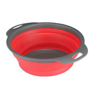 

Kitchen Silicone Collapsible Colander Fruit Vegetable Draining Strainer Basket