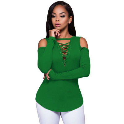 

V-neck cross tie ribbed slim multi-size top