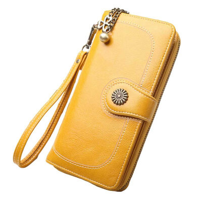 

Women Solid Color Faux Leather Wristlet Wallet Clutch Long Purse Phone Holder