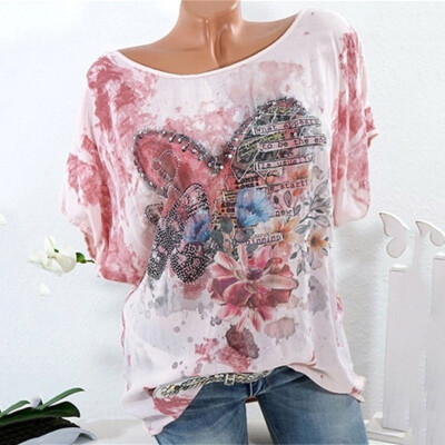 

Nomeni Womens Large Size Tie Dyed Printed Round Neck Female T-Shirt