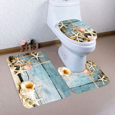 

〖Follure〗3PCS Christmas Bathroom Non-Slip Pedestal Rug Lid Toilet Cover Bath Mat Set