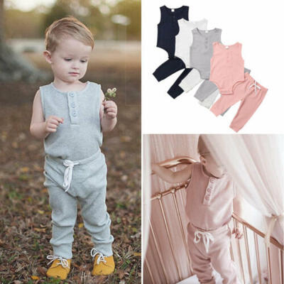

US STOCK Toddler Girl Boy Unisex Vest Top Pants Romper Jumpsuit Trousers Clothes