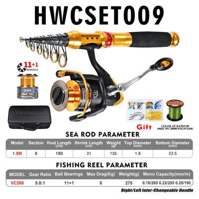 

Fishing Rod&Reel Combo Telescopic Fishing Rod Pole Spinning Reel Set Fishing Line Lures Hooks Barrel Swivels with Carry Bag Ca