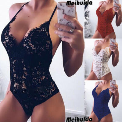 

Women Lace Jumpsuit Bodycon Bodysuit Leotard Top Romper Blouse Sleeveless Shirts