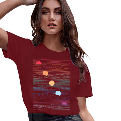 

Starmoon Women Girls Plus Size Print Shirt Short Sleeve T Shirt Blouse Tops