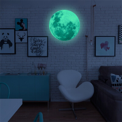 

〖Follure〗30cm 3D Large Moon Fluorescent Wall Sticker Removable Glow In The Dark Sticker