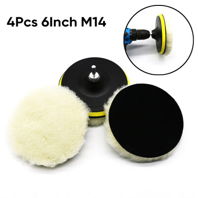 

4pcs 6 Inch Buffer Pad Wool Brush Waxing Polisher Pads KitM14 Adapter 2019 New