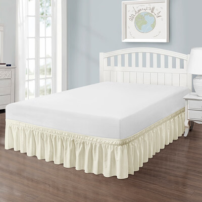 

SUPIN Three Fabric Wrap Around Bed Skirts Elastic Dust Ruffles Easy on Easy off Dust ruffled bed Skirts 14 inch Drop 77057705