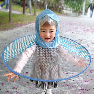 

〖Follure〗Foldable Cute Raincoat UFO Children Umbrella Hat Magical Hands Free Raincoat BUM