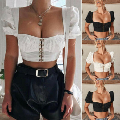 

Sexy Dessous kurzes T-Shirt Top für Frauen Damen Baumwolle Bauchfreies Tank Tops