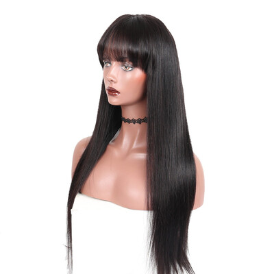 

Dolago 150 Density 13x6 Lace Frontal Wigs With Bangs Straight Lace Front Human Hair Wigs For Women Brazilian Wig Long Black