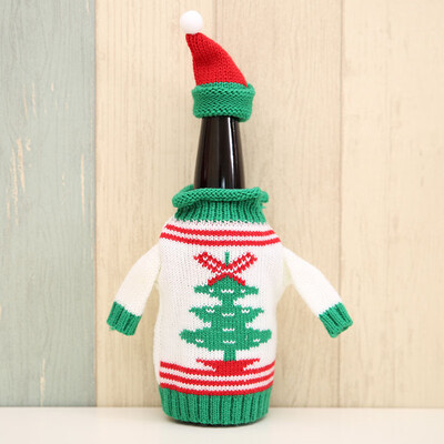 

1 Kit Wine Bottle Cover Knitting Clothes Hat Decor For Christmas New Year Party