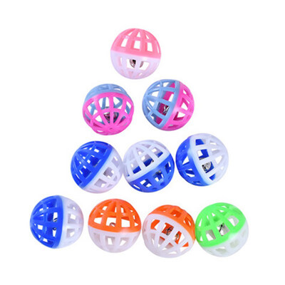 

10 Suit Pet Cat Hamster Bird Two-Color Vocal 4cm Bell Toy Balls Interactive Dog Toys Puppy Teeth Products For Pets Color Mixing